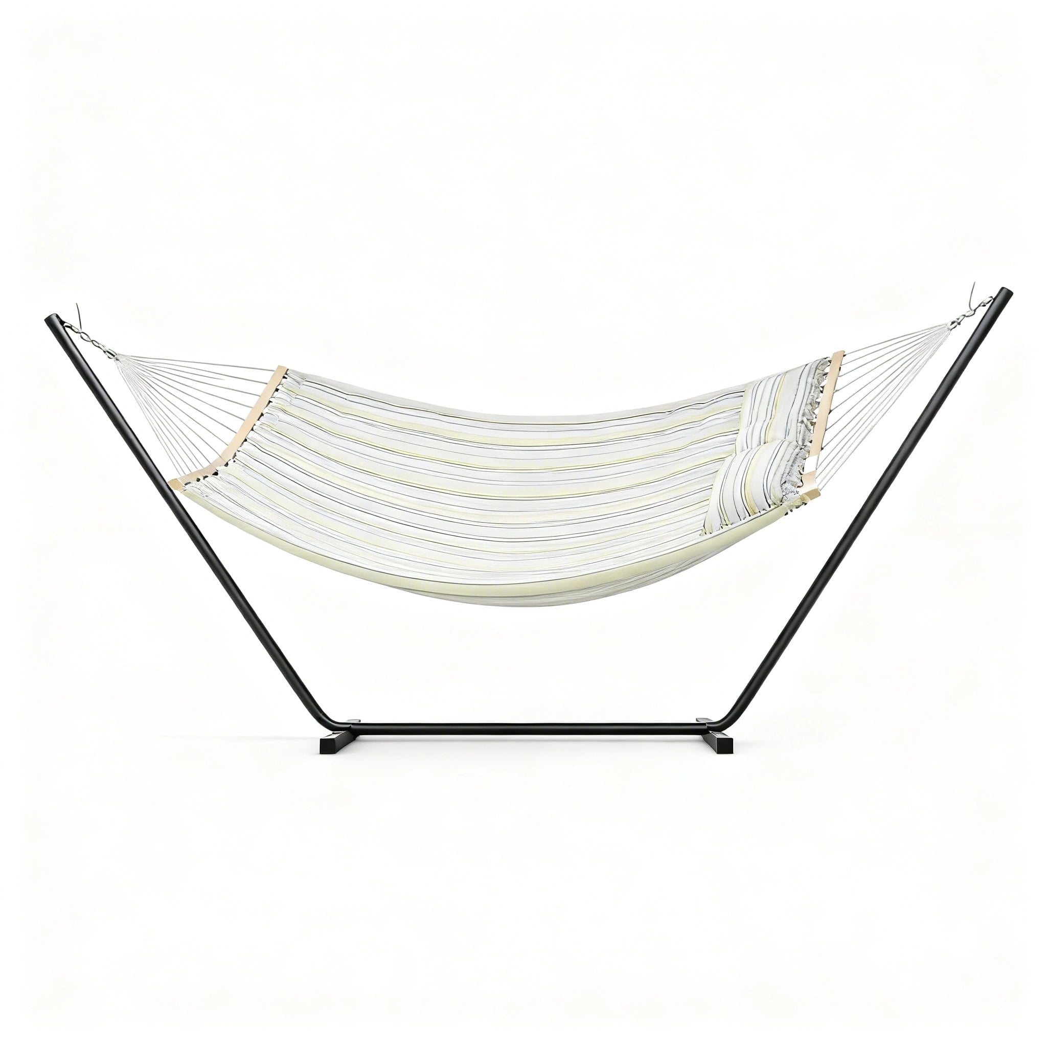 Garvee Double Hammock with Stand, Heavy Duty with Balance Rope, Blue & Green Stripes
