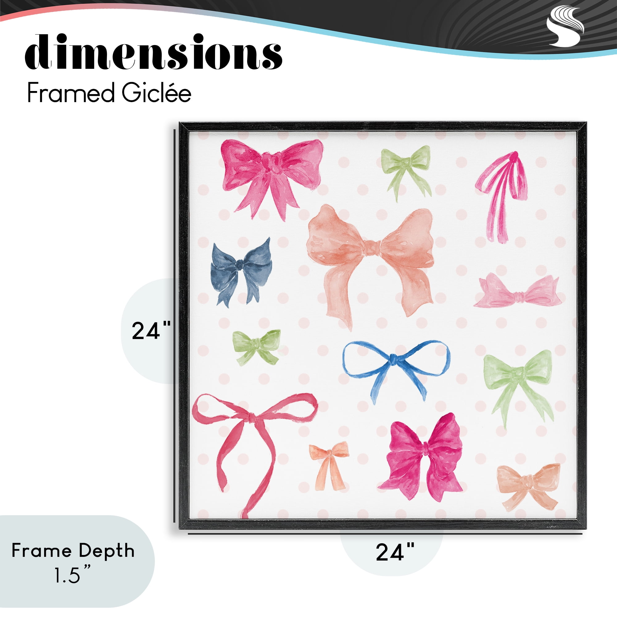 Stupell Industries Colored Bows on Plaid Black Framed Giclee Art, design by Lucille Price
