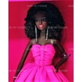 thumbnail image 3 of Barbie Pink Collection African American Doll in Long Fuchsia Dress Mattel HBX96, 3 of 11