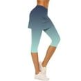 thumbnail image 3 of UVEASISHA Tennis Skirted Leggings for Women Capri Yoga Pants with Skirt High Waist Stretch Workout Pants Mint Green M, 3 of 7