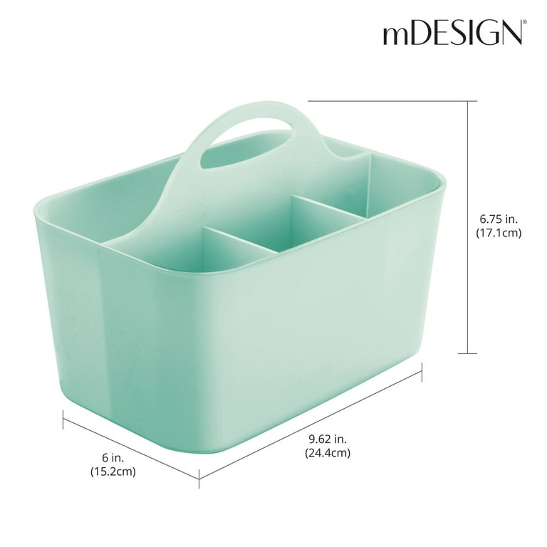 mDesign Plastic Portable Craft Storage Organizer Caddy Tote, Divided Basket  Bin with Handle for Craft, Sewing, Art Supplies - Holds Paint Brushes,  Colored Penci…