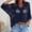 Dark Blue, variant on Women's Bohemian Inspired Crochet Top with V-Neck, Hollow Out Batwing Sleeve Beach Knit Cover Up Yellow