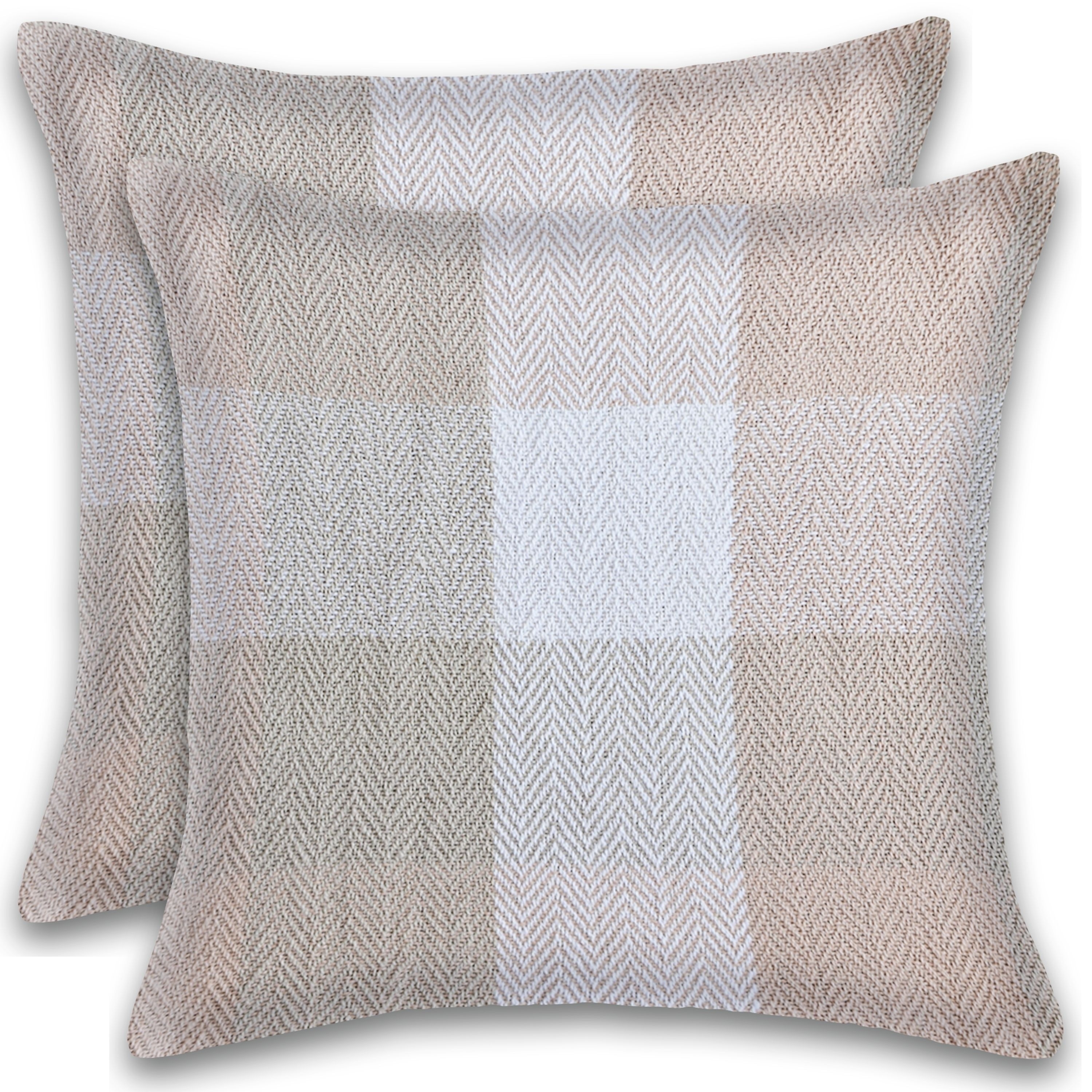 Fabstyles Herringbone Check Cushion Set of 2 with Poly-Insert Included
