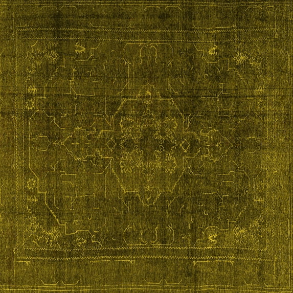 Ahgly Company Indoor Square Persian Yellow Traditional Area Rugs, 7' Square