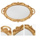 thumbnail image 4 of CIMAXIC Mirror Plate 1Pc European Storage Tray Cosmetic Tray Storage Plates Perfume Plate (Golden),14.57"X9.45"X0.91", 4 of 4