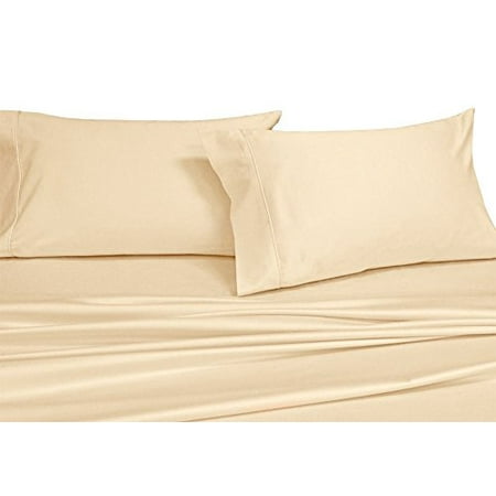 Royal's Solid Ivory 250-Thread-Count 4pc Full Bed Sheet Set 100-Percent Cotton, Superior Percale Weave, Crispy Soft, Deep Pocket, 100%