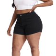 thumbnail image 2 of Gocolloa Women Plus Size Jean Shorts Stretchy 3.5" Sexy Trendy Patch Pocket High Waisted Denim Shorts Black 14W, 2 of 4