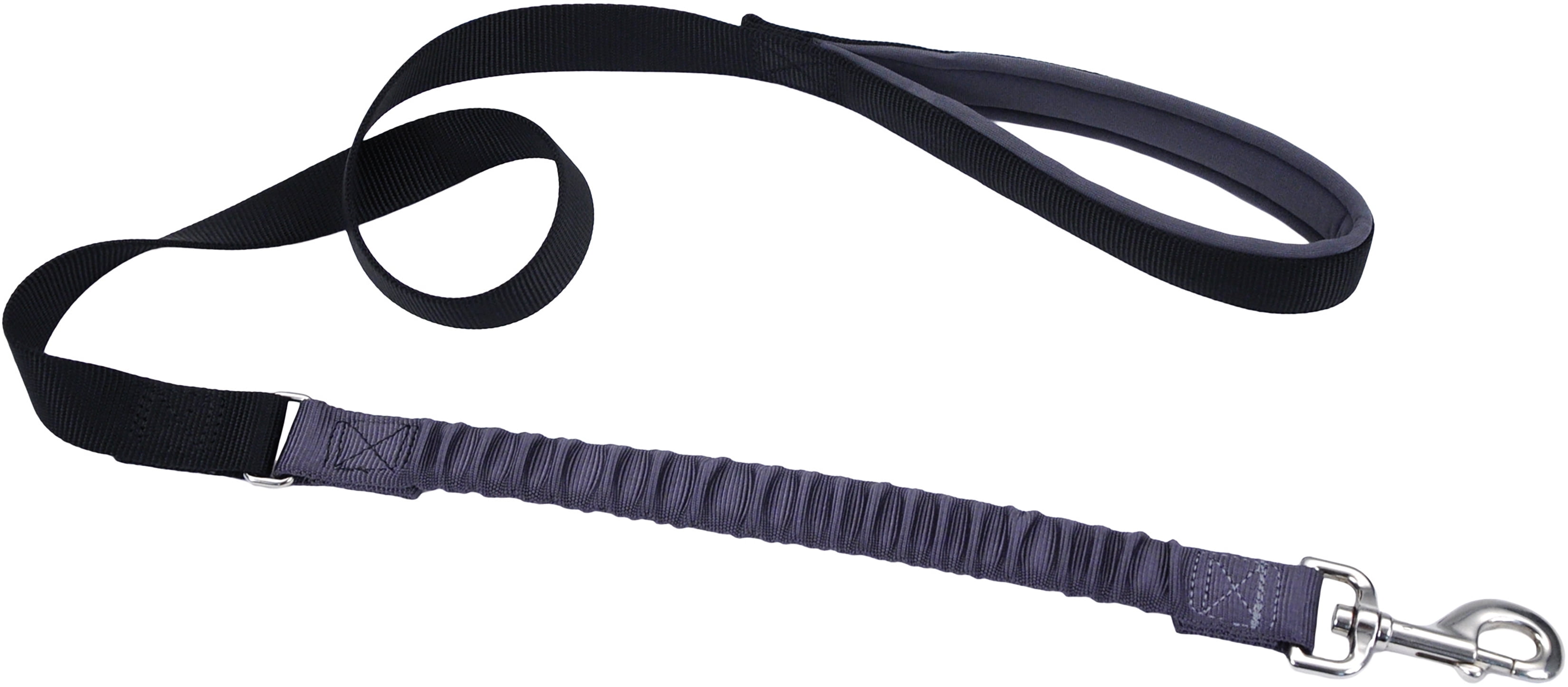 Bungee 1" Dog Leash 4'Black/Gray