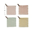 thumbnail image 2 of Creative Co-Op Light Hue Cotton Crocheted Pot Holder with Leather Loop, Multicolor, Set of 4, 2 of 4