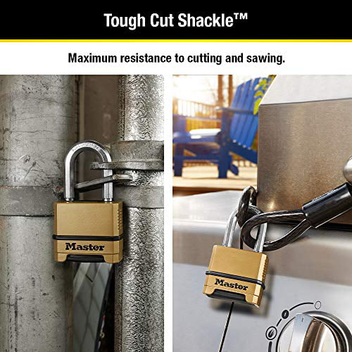 Shackle 1-1/2 in Master Lock M175XDLF Heavy Duty Outdoor Combination Lock 1 Brass Finish