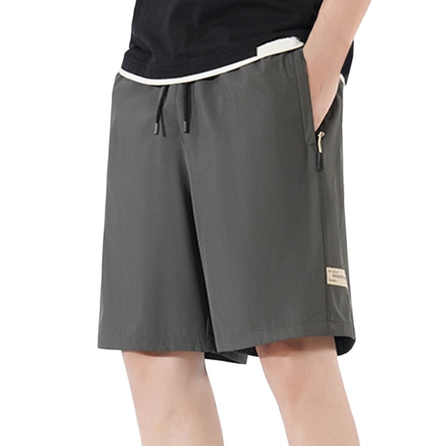 Pantalones cortos deportivos casuales para hombre, tejido de seda helada de secado rápido, bolsillos funcionales, cintura elástica, verano al aire libre, M-XXXXL