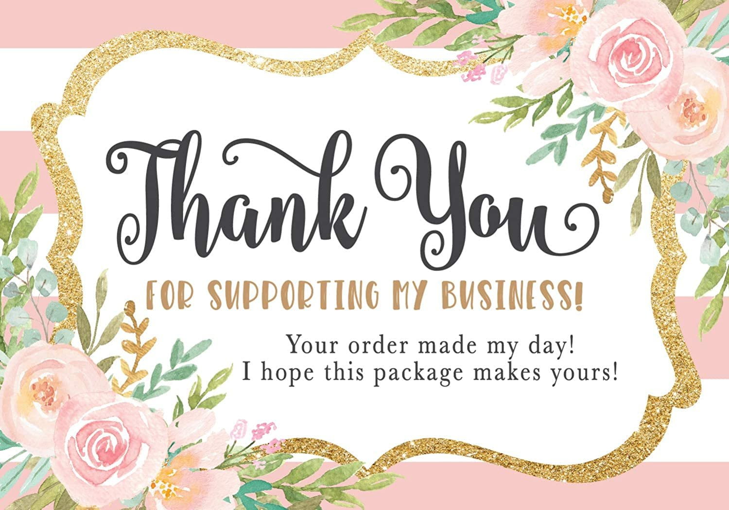 25 Pink Gold Floral Thank You Cards For Small Business We Appreciate You Supporting My Business Customer Appreciation Note Cards Mini Thanks You Made My Day Pretty Purchase Order Inserts 3 5x5