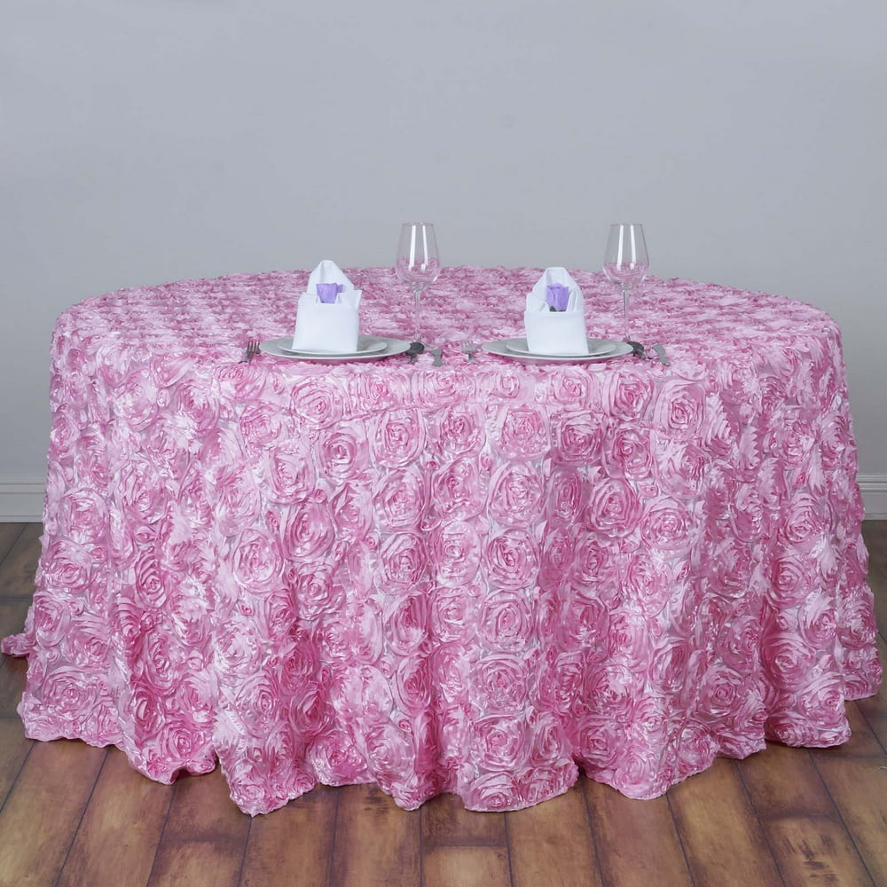 Efavormart 120" Wholesale Round Table Cover PINK Grandiose Rosette 3D