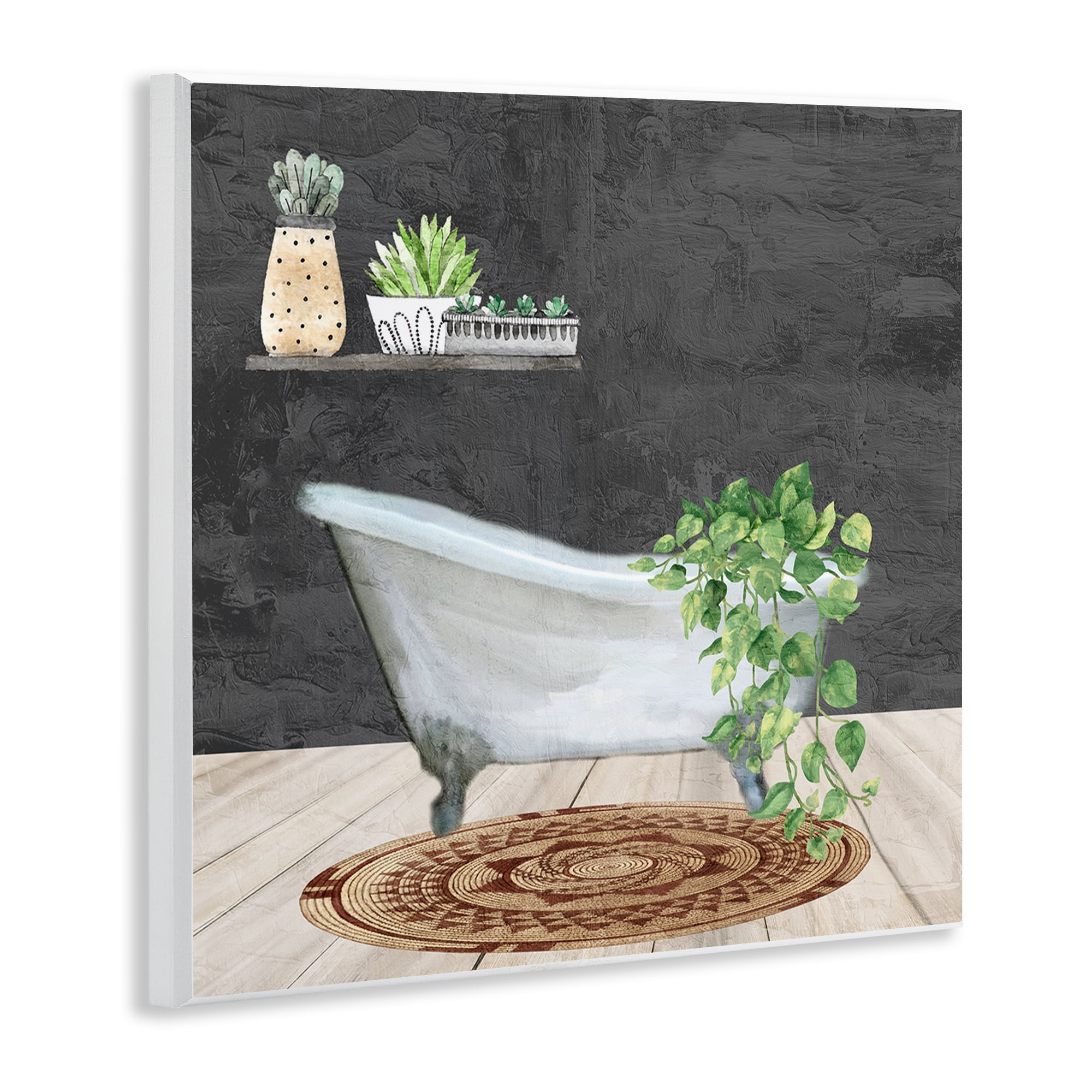 Stupell Industries Botanical Bathtub Scene Bath & Laundry Painting Unframed Art Print Wall Art, 12 x 12