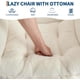 thumbnail image 5 of 400lb capacity lazy chair con ottoman: oversized reading armchair con folding footrest y side pocket, comfortable accent chair para sala de estar o dormitorio (plush blanca), 5 of 7