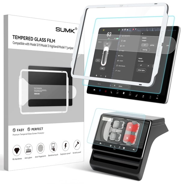 Protector de pantalla de vidrio templado SUMK para Tesla Model Y & 3
