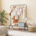 thumbnail image 2 of Gymax 50-Inch Wide Metal Garment Wardrobe Rack w/8 Hooks & Storage Shelf for Laundry, 2 of 10