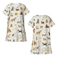 thumbnail image 5 of Salouo Dogs Funny Pets Print Short Sleeve Sleepshirt for Womens Comfy Nightgown Scoopneck Cute Nightdress Ruffle -Large, 5 of 7