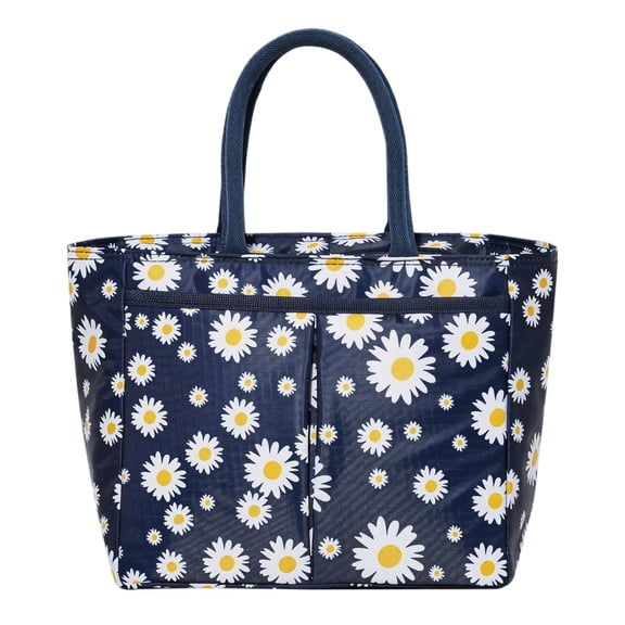 Lunch Carrier | Navy Daisy Insulated Tote | Leakproof Insulated Bag | Work Lunch Bag | Great Gift for Women