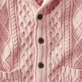 thumbnail image 4 of Dolkfu V-Neck Mens Sweater Button Down Pink Cable Knit Sweater Cardigan Mens Solid with Pocket Sweater Coats L, 4 of 5