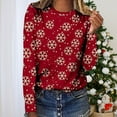 thumbnail image 1 of Chemises de Noël pour Femmes, Manches Longues Décontractées, Col Rond Imprimé, T-Shirt Ample, Blouse en Solde, 1 of 5