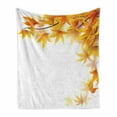 thumbnail image 1 of Autumn Soft Flannel Fleece Throw Blanket, Maple Leaf Branches in Fall Season Environment Themed Digital Design, Cozy Plush for Indoor and Outdoor Use, 50" x 60", Yellow Orange and Brown, by Ambesonne, 1 of 6