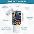 thumbnail image 4 of SKYSONIC 40oz Tumbler with Handle and Straw Lid Double Stainless Steel Vacuum Insulated Travel Mug for Hot Cold Water,African Tribal Masks, 4 of 7