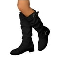 thumbnail image 4 of Black Ladies' Chunky Heel Boots With Lace-Up Front And Decorative Buckle For Seasonal Style, 4 of 8