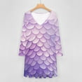 thumbnail image 4 of Purple Mermaid Scales Long Sleeve Dresses For Women Vintage Elegant Party Dress Oversized V-neck Dress S-8XL, 4 of 7