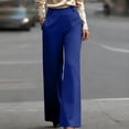 thumbnail image 2 of VBVC Women's High Waist Wide Leg Dress Pants,Button Detail Stretch Work Trousers For Women,Ladies Casual Office Palazzo Pants with Pockets,Blue,S-3XL, 2 of 7