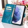 thumbnail image 6 of Wallet Case for Samsung Galaxy S22 Plus 6.6 Inch with PU Leather Kickstand Bracket Card Slots Magnetic Clasp Flip Folio Phone Case, Butterfly Pattern Soft TPU Wrist Strap Shockproof Cover,Blue, 6 of 10