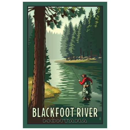 Blackfoot River Montana River Fly Fishing Travel Art Print Poster by Paul Leighton (12
