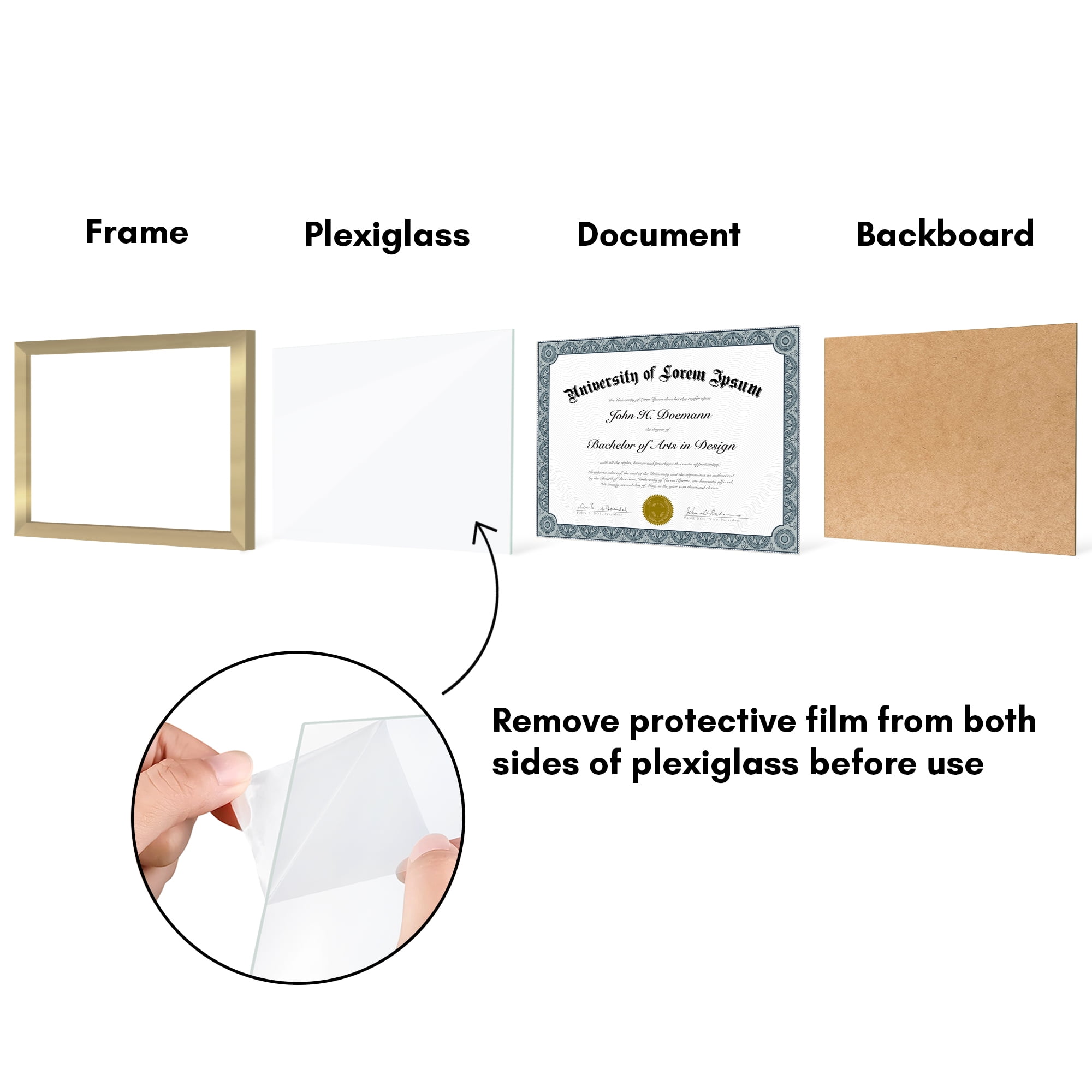 Americanflat 8.5x11 Diploma Frame with Polished Plexiglass 5 Pack Legacy Collection Certificate Wall - Gold