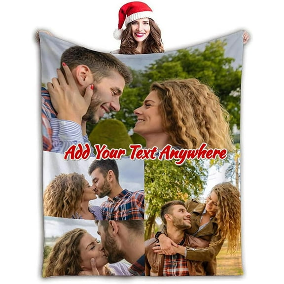 personalised blanket Custom Blanket with Photos Text.Custom Blanket with 1-9 Photo Collages.Flannel Blankets for Family Birthday Wedding Gift Fits Couch Sofa Bedroom Living Room-80cmX120cm