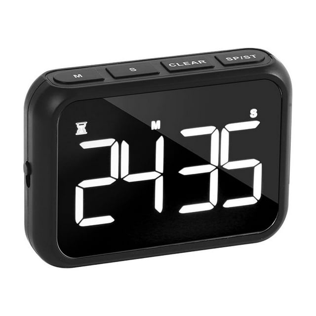 relayinert Digital Timer Kitchen Cooking Large LED Alarm Study Baking Stopwatch Luminous Bedroom with Backing Stand Black