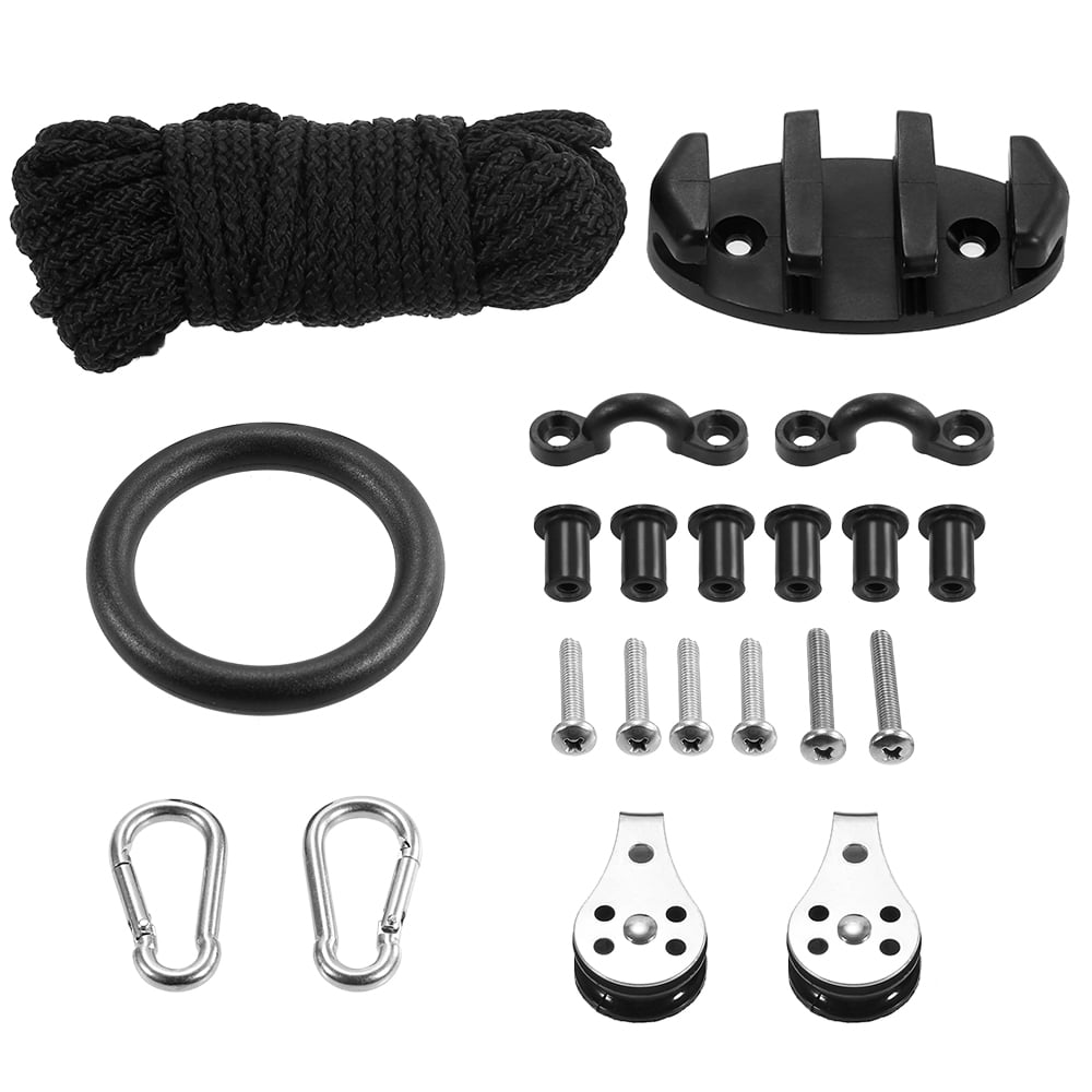Kayak Canoe Anchor Trolley Kit 29ft Rope Zig Zag Pulleys Pad Eye Cleat Ring SP 