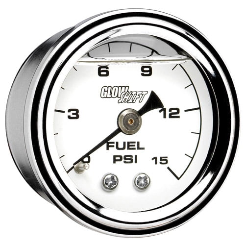 Liquid Filled White Face Mechanical 15 PSI Fuel Pressure Gauge