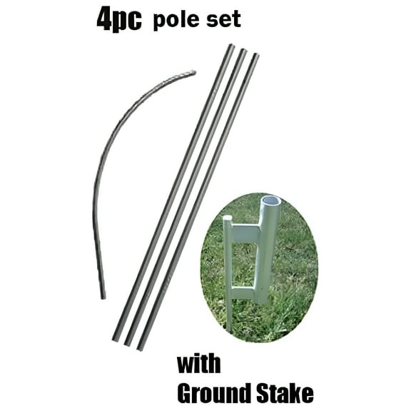 Feather Flag Nation 4pc Pole Set with Ground Stake Spike for Feather Banner Flags