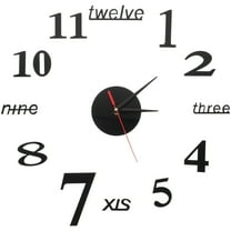 Ferencaa Modern 3D Frameless Large Wall Clock Novelty DIY Mirror Surface Clock Home Decorations (Black)