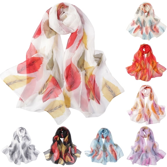Scarves for Women Lightweight Summer Floral Print Pattern Scarf for Women Dressy Long Thin Scarf Shawl Sun-Proof Shawls Wraps for Spring Summer Beige One Size