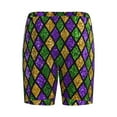 thumbnail image 2 of Haiem Mardi Gras Shiny Green Purple Men's Pajama Short with Soft Woven Cotton Elastic Waistband Sleep Short-4X-Large, 2 of 9