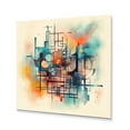 thumbnail image 2 of Designart "Abstract Maze Orange and Blue II" Modern Geometric Metal Wall Decor, 2 of 5
