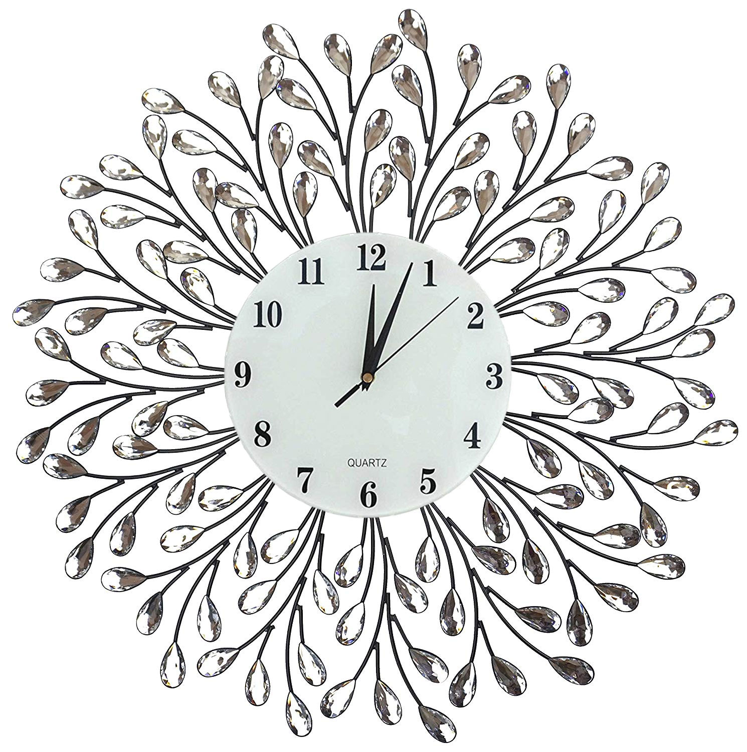 Lulu Decor Spring Blooms Lines Dial Decorative Metal Wall Clock Uhren