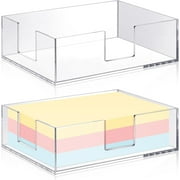 2 Pcs Acrylic Sticky Note Holder 4 x 6 Inch Sticky Note Dispenser Notes Holder for Desk Accessories Sticky Note Dispenser Self Stick Note Pad Desk Organizer for School Office Home