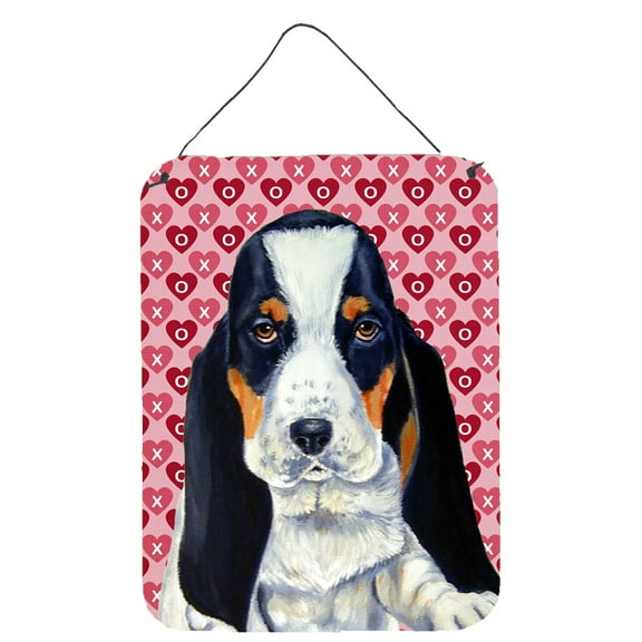 Carolines Treasures LH9149DS1216 Basset Hound Hearts Love and Valentines Day Portrait Wall or Door Hanging Prints