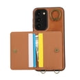 thumbnail image 7 of for Samsung Galaxy S23 Wallet Case with Card Slots, Hand Wrist Strap Rotate Ring Design, Finger Grip Ring PU Leather Magnetic Button Shockproof Purse Phone Cover for Galaxy S23, Brown, 7 of 7