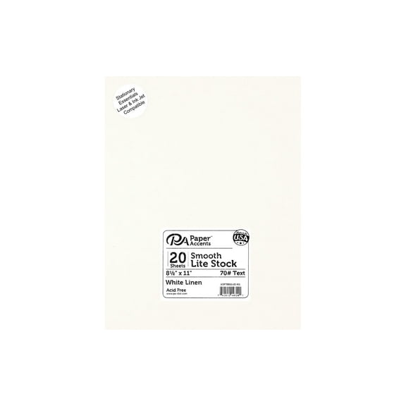Lite Stock 8.5x11 70lb Text 20pc Linen White