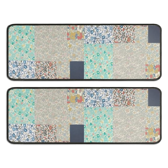 Kitchen Rugs Sets Of 2,Pioneer Flower Floral Print Pattern Anti Fatigue Kitchen Mat Rugs Non Slip Washable,Decorative Kitchen Floor Mats for Kitchen,Sink,Laundry,17"x47" 17"x47"