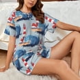 thumbnail image 4 of Gukieu Beacon In The Huge Waves Of The Surf Print Women's Short-sleeved Pajama Set, Round Neck Button Top Elastic Shorts 2-piece Set, Summer Home Leisure Clothing-Medium, 4 of 6