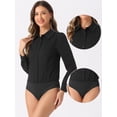 thumbnail image 2 of Unique Bargains Leotard Shirt Casual Long Sleeves Bodysuit Top L Black, 2 of 6